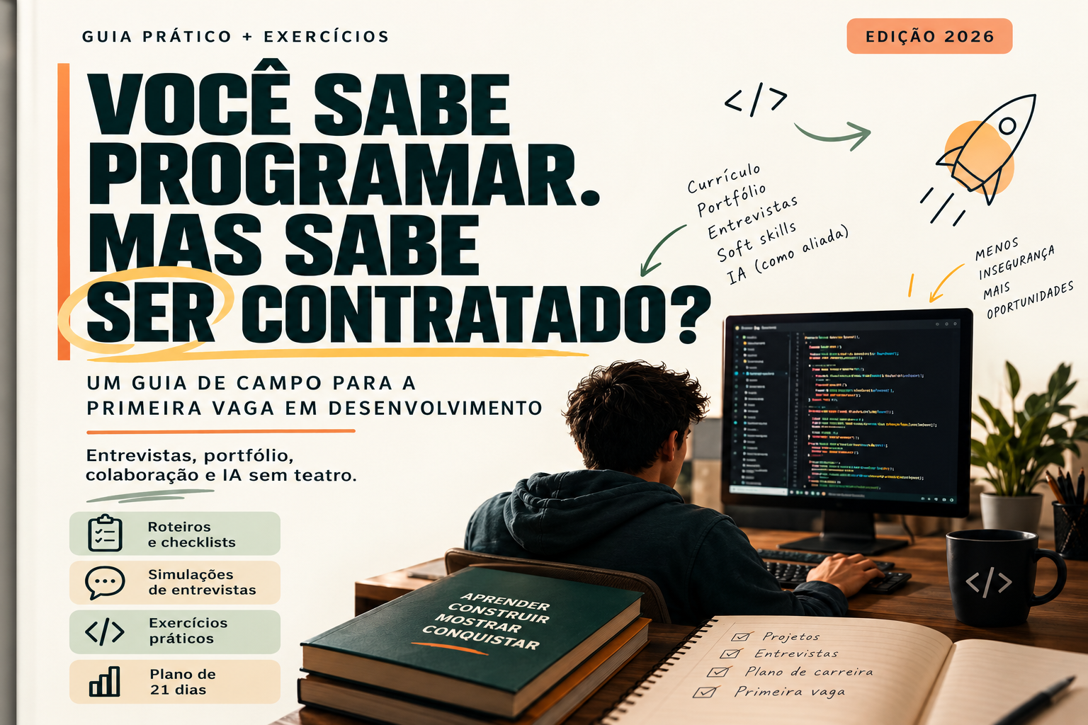 Capa real do guia Você Sabe Programar. Mas Sabe Ser Contratado?, Edição 2026.